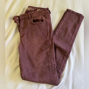 Maroon hi rise jegging